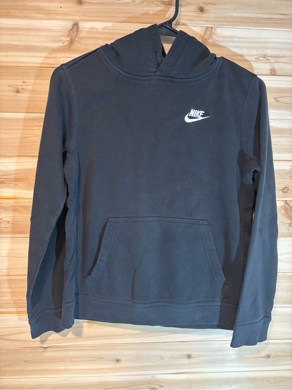 Nike Youth Black Hoodie with White Logo